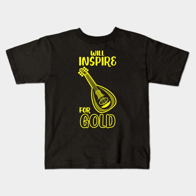 Will Use Bardic Inspiration for Gold Bard Lute Class Dungeon Tabletop RPG TTRPG Kids T-Shirt by GraviTeeGraphics